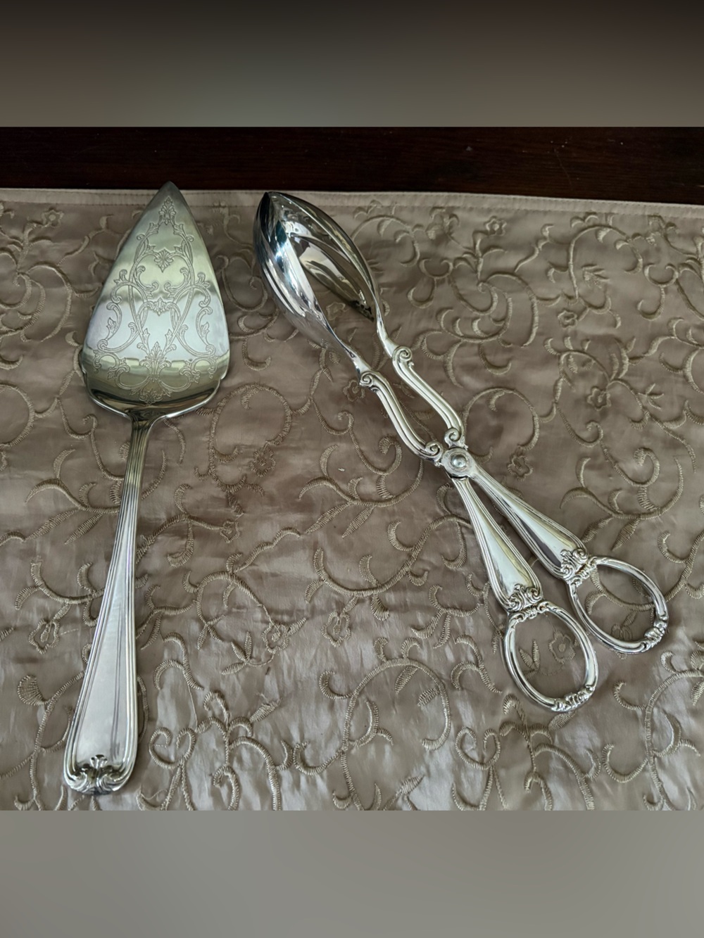 Gorham Italian Silver Plated Pastry Server and Tongs Set